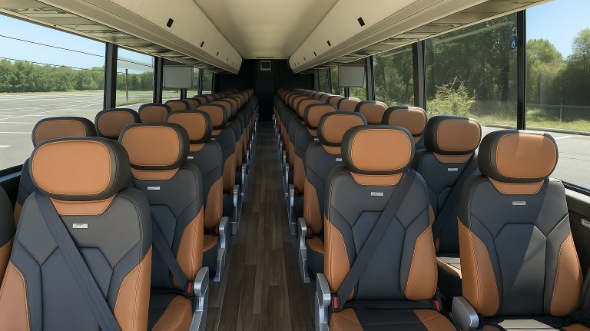 Interior of Charter Bus Company Laguna Niguel's 50 Passenger Charter Bus in Laguna Niguel