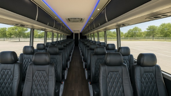 Interior of Charter Bus Company Laguna Niguel's 55 Passenger Charter Bus in Laguna Niguel