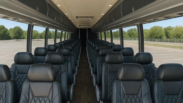 Interior of Charter Bus Company Laguna Niguel's 56 Passenger Charter Bus in Laguna Niguel