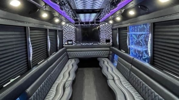 Interior of Charter Bus Company Laguna Niguel's Party Bus in Laguna Niguel