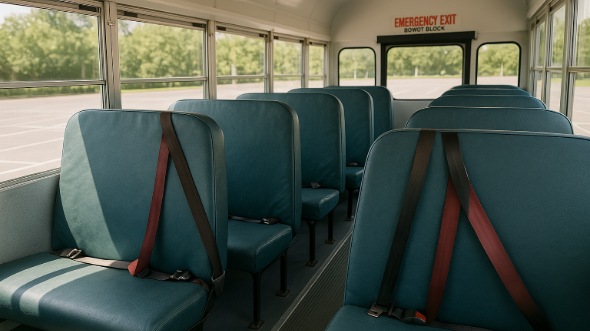 Interior of Charter Bus Company Laguna Niguel's School Bus in Laguna Niguel